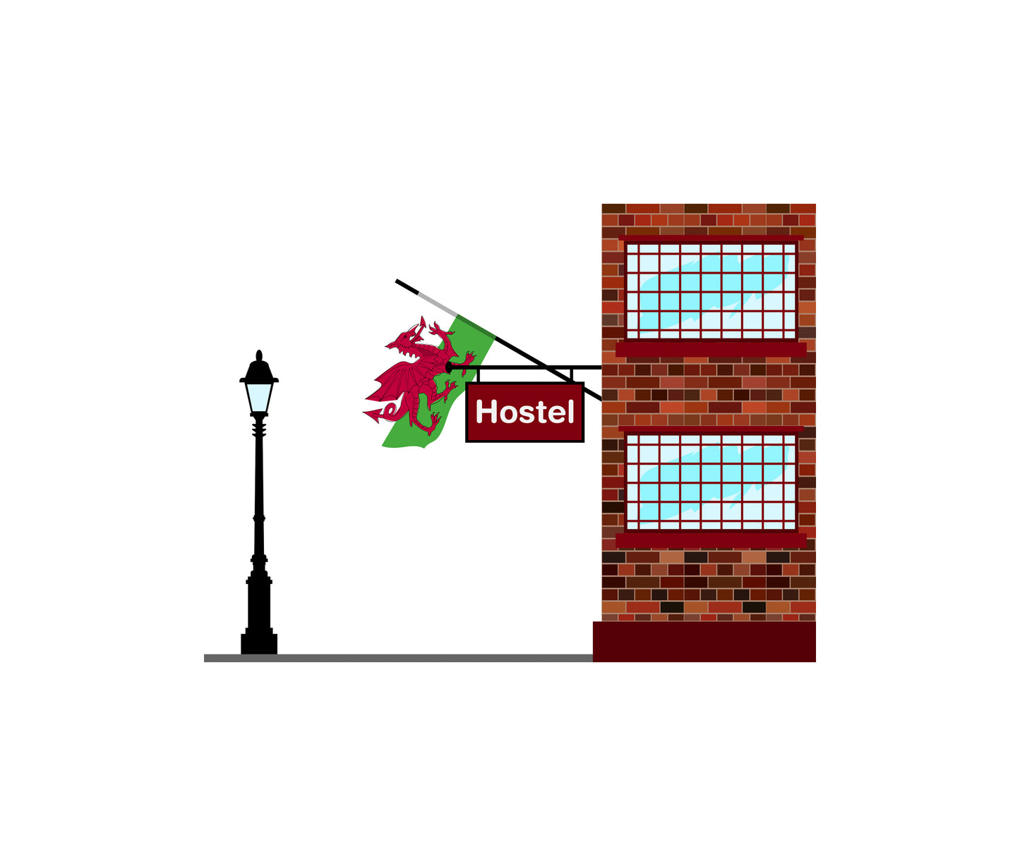 Wales World Hostels Vector Illustrations | Hostel Buildings & Accommodation Collection