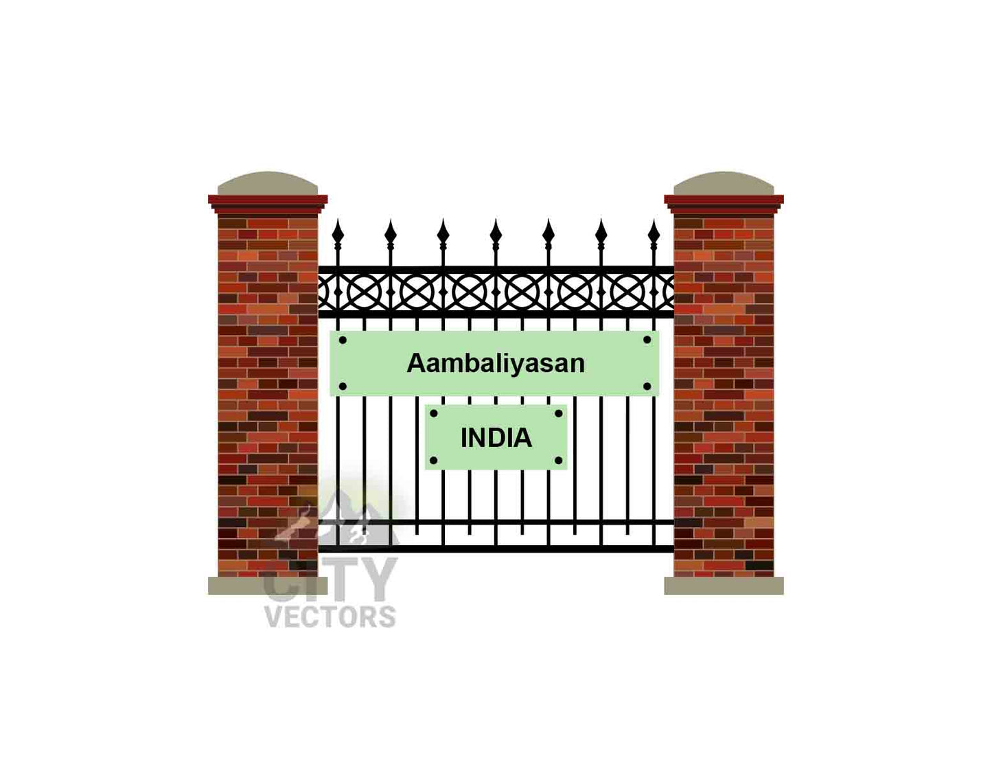 Aambaliyasan City (India) Fence Vector Illustration