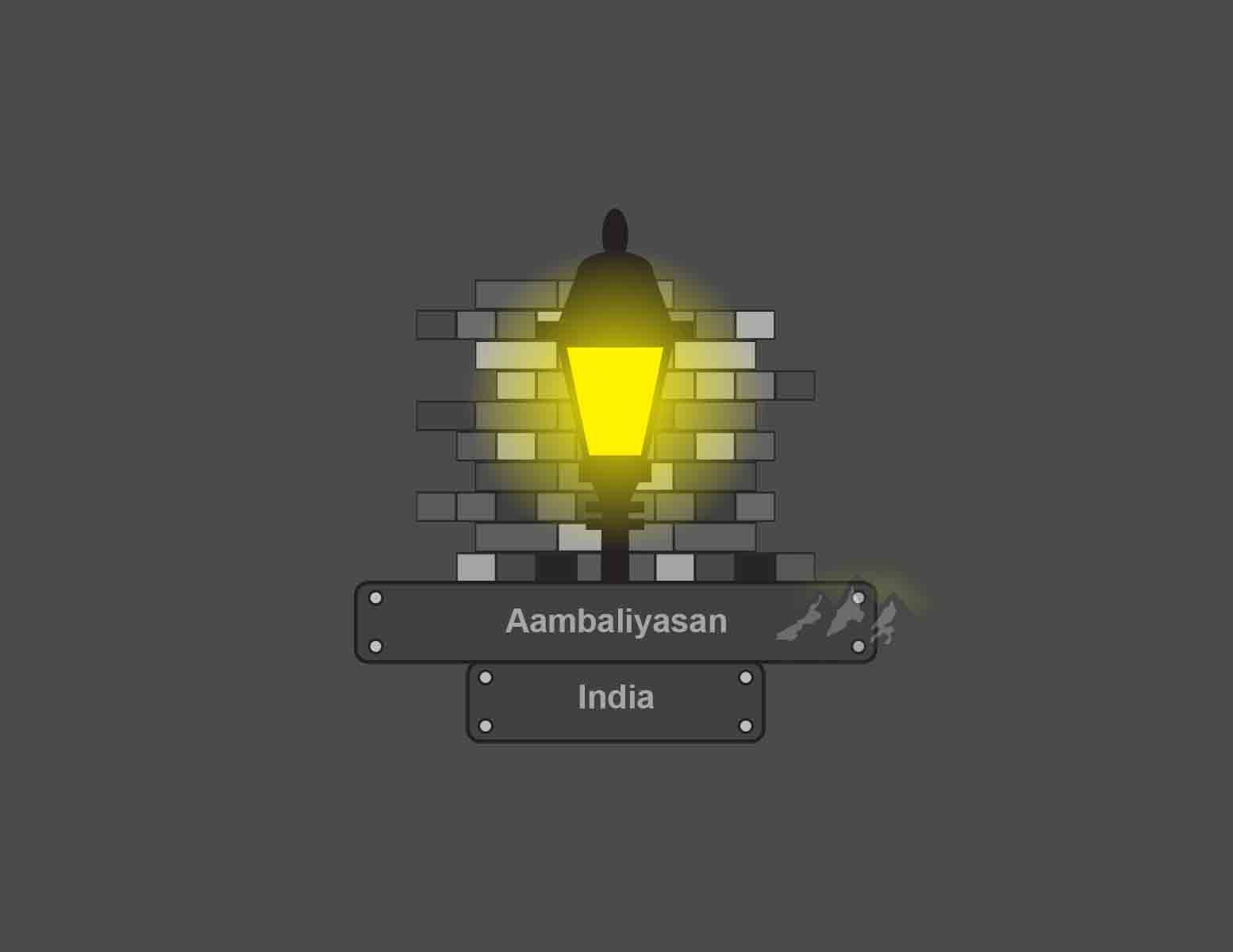 Aambaliyasan City (India) Night Street Lamp Bricks Vector Illustration