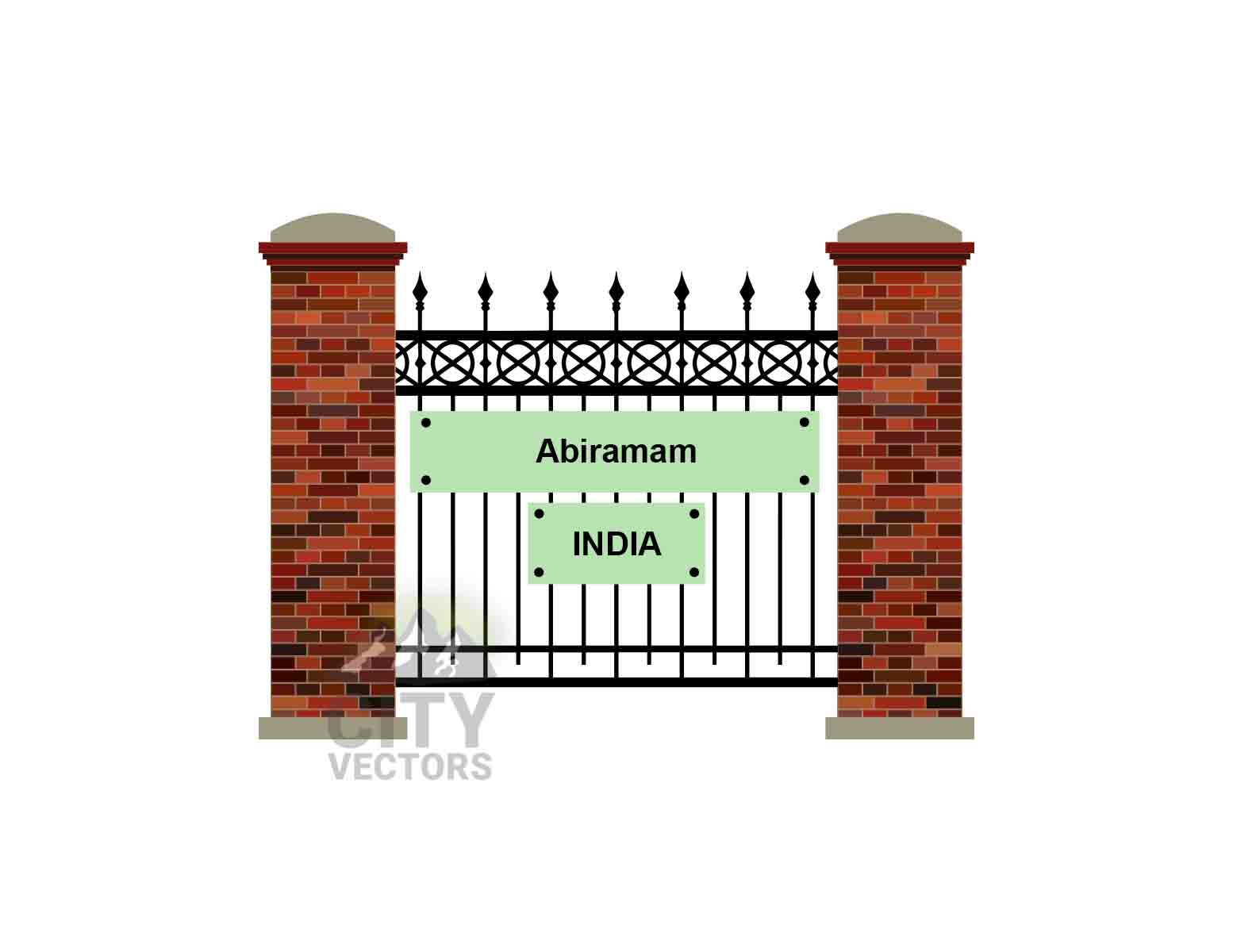 Abiramam City (India) Fence Vector Illustration