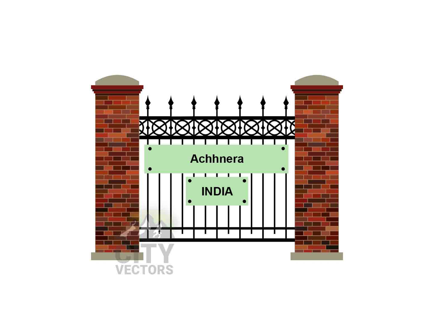 Achhnera City (India) Fence Vector Illustration