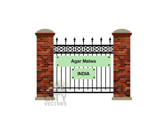 Agar Malwa City (India) Fence Vector Illustration