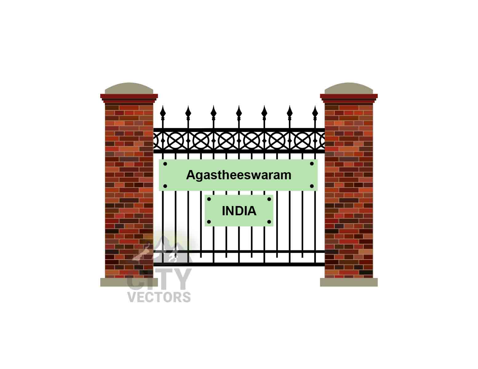 Agastheeswaram City (India) Fence Vector Illustration