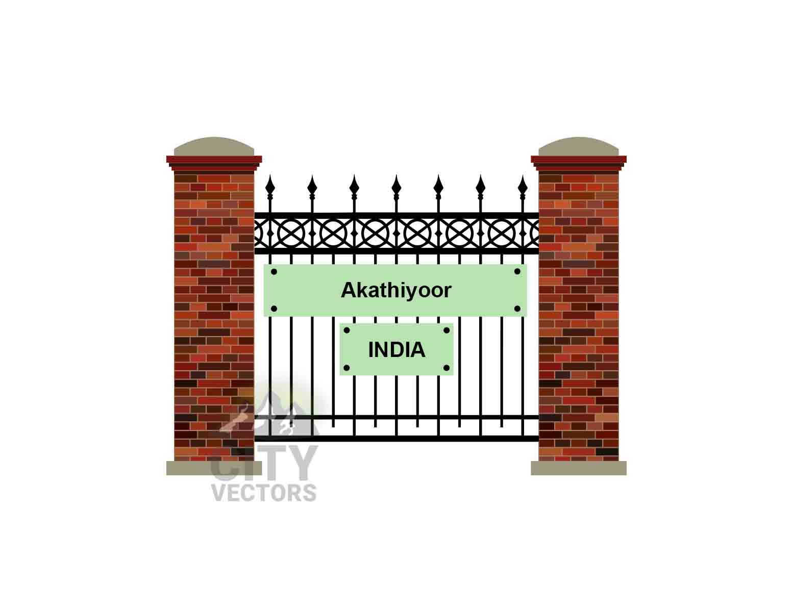 Akathiyoor City (India) Fence Vector Illustration