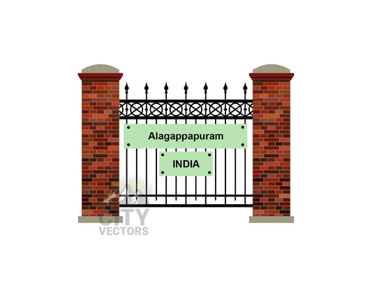 Alagappapuram City (India) Fence Vector Illustration