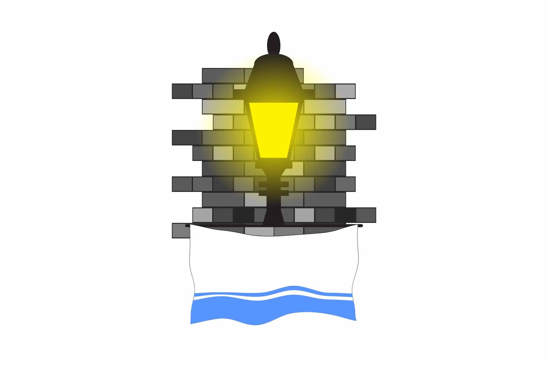 Altai Republic World Street Lamp Bricks Dark Night Vector Illustrations | Moonlit Urban Landscape Collection