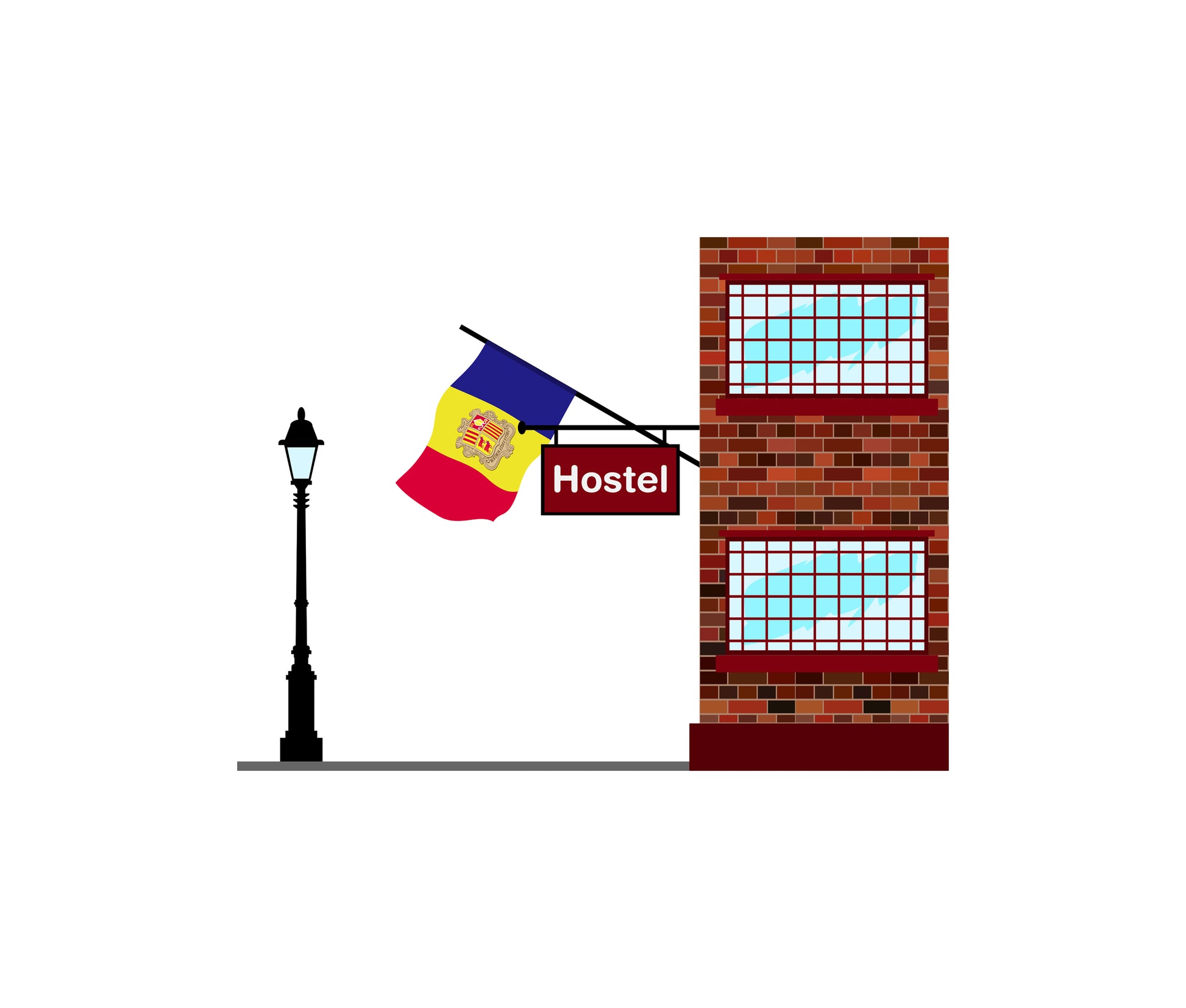 Andorra World Hostels Vector Illustrations | Hostel Buildings & Accommodation Collection