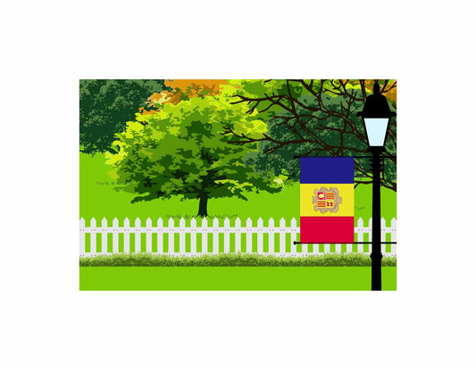 Andorra Trees Street Lamp Vector Illustration