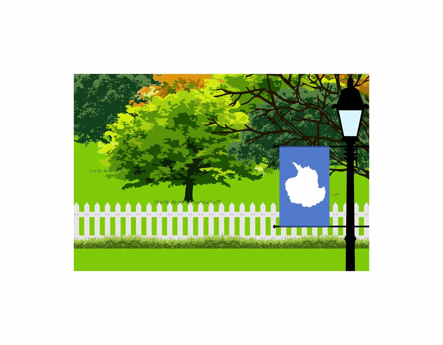 Antarctica Trees Street Lamp Vector Illustration