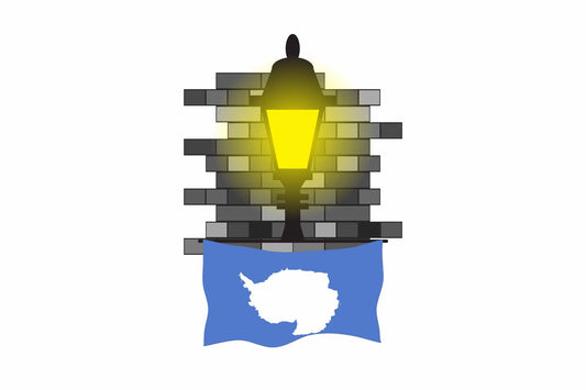 Antarctica World Street Lamp Bricks Dark Night Vector Illustrations | Moonlit Urban Landscape Collection