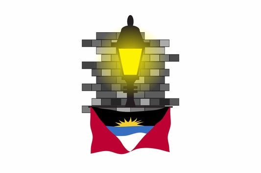 Antigua and Barbuda World Street Lamp Bricks Dark Night Vector Illustrations | Moonlit Urban Landscape Collection