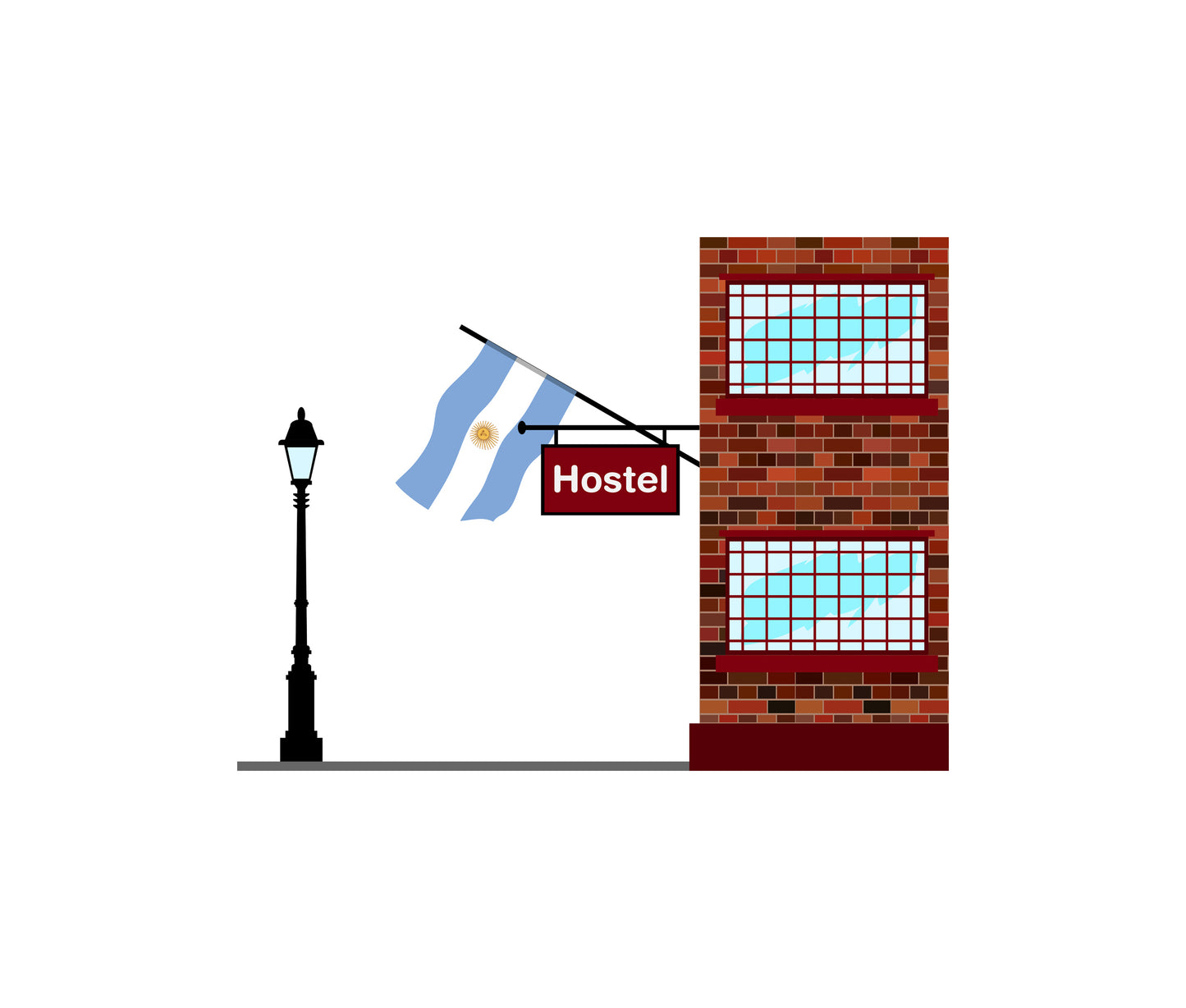 Argentina World Hostels Vector Illustrations | Hostel Buildings & Accommodation Collection