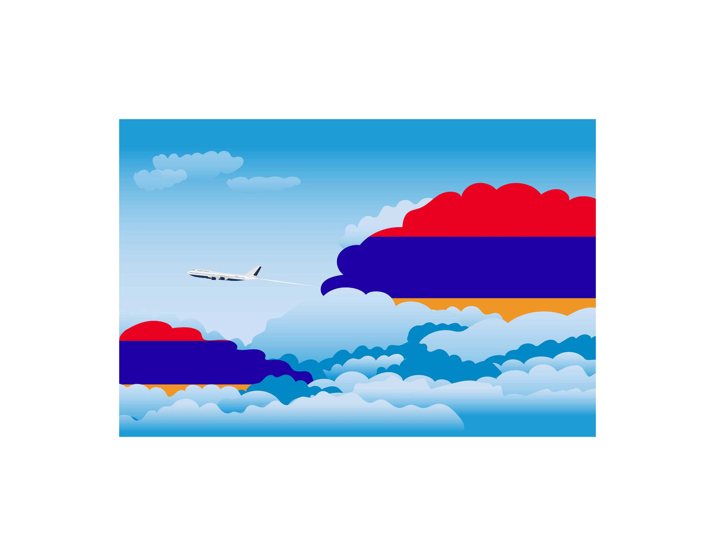 Armenia Airplane Day Clouds Vector Illustration | Travel & Aviation Sky Scene