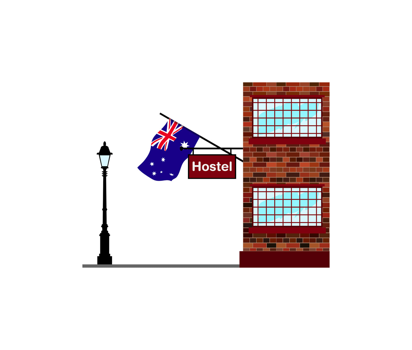 Australia World Hostels Vector Illustrations | Hostel Buildings & Accommodation Collection