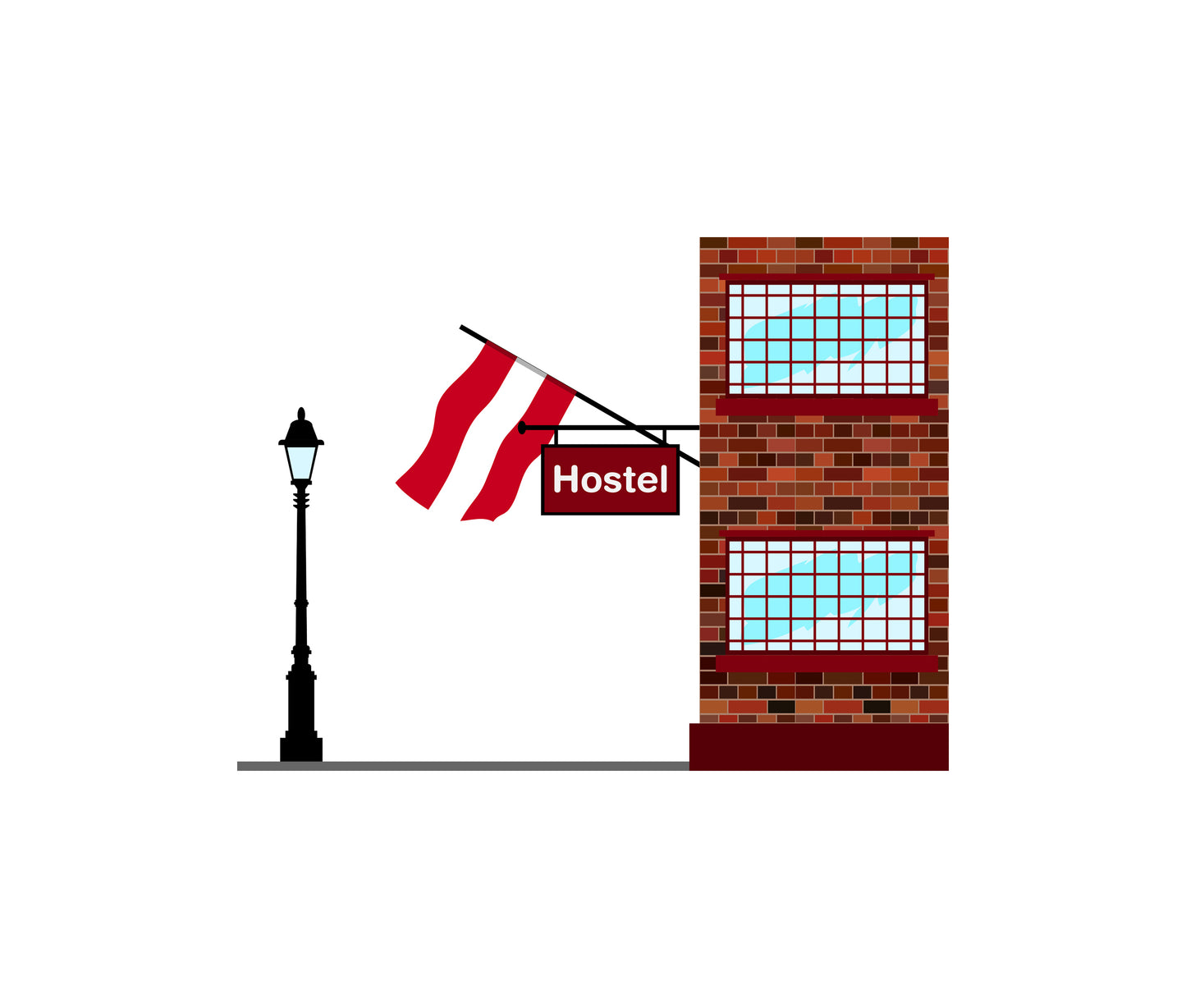Austria World Hostels Vector Illustrations | Hostel Buildings & Accommodation Collection