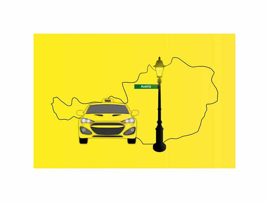 Austria Taxi Yellow Vector Illustration