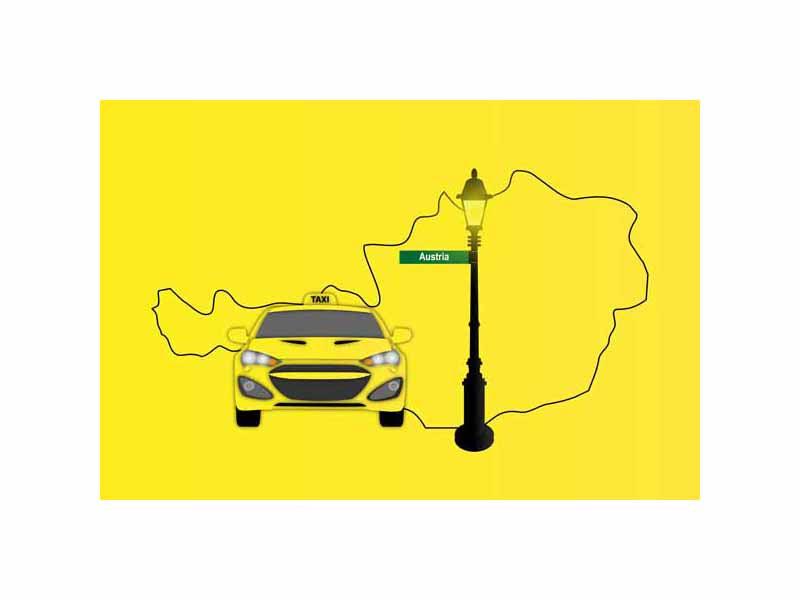 Austria World Yellow Taxi Vector Illustrations | Iconic Taxi & Urban Transportation Collection