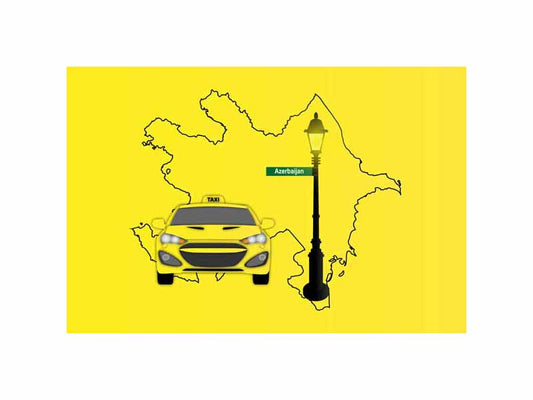 Azerbaijan Taxi Yellow Vector Illustration