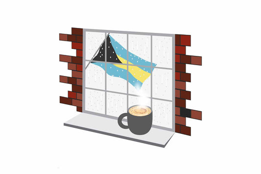 Bahamas Coffee Rain Fog Window Vector Illustration