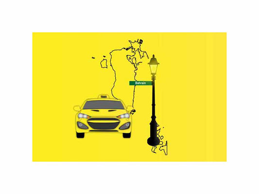 Bahrain Taxi Yellow Vector Illustration