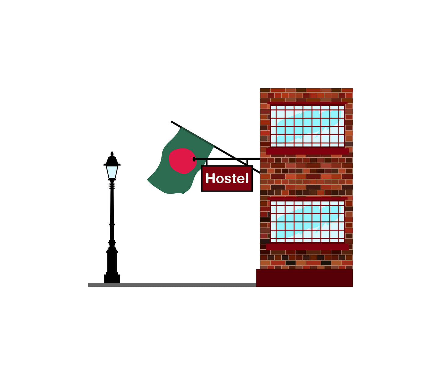 Bangladesh World Hostels Vector Illustrations | Hostel Buildings & Accommodation Collection
