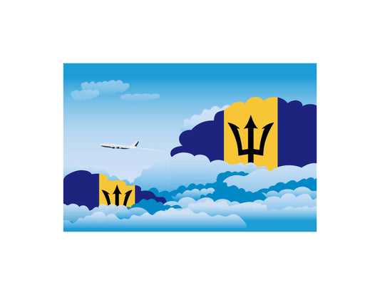 Barbados Day Clouds Airplane Airport Flight Vector Illustration