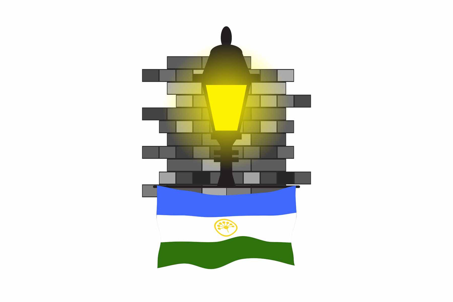Bashkortostan World Street Lamp Bricks Dark Night Vector Illustrations | Moonlit Urban Landscape Collection
