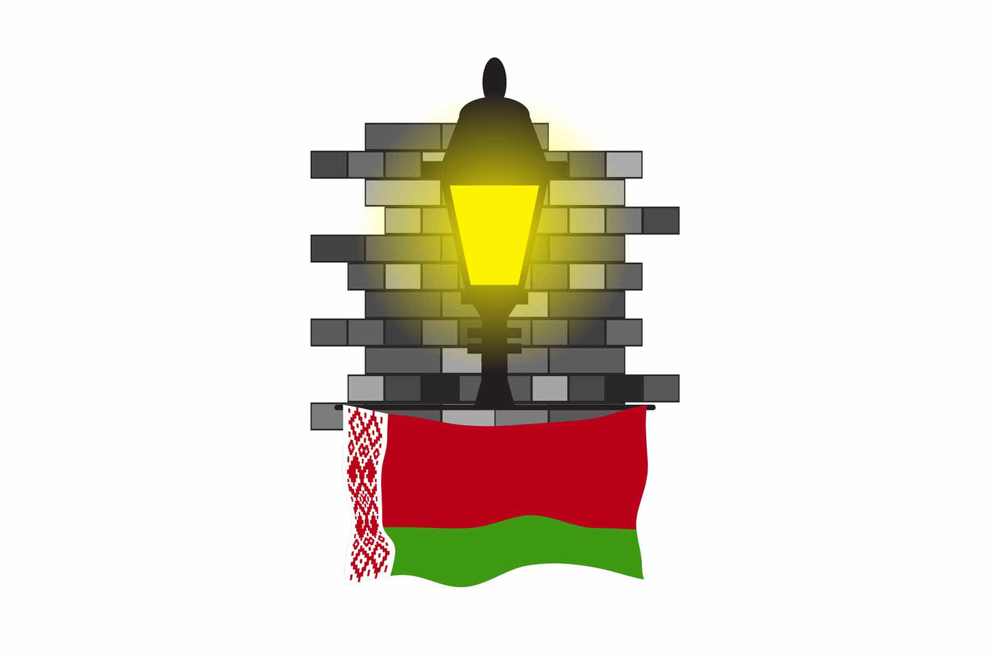 Belarus World Street Lamp Bricks Dark Night Vector Illustrations | Moonlit Urban Landscape Collection