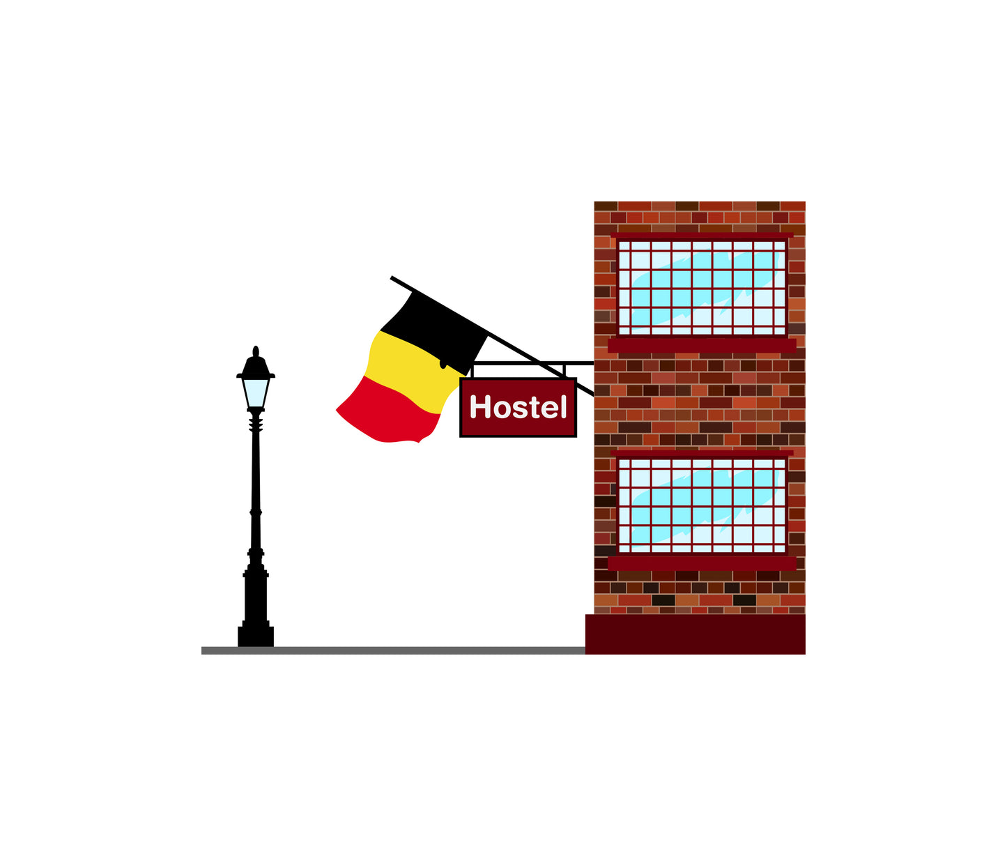 Belgium World Hostels Vector Illustrations | Hostel Buildings & Accommodation Collection