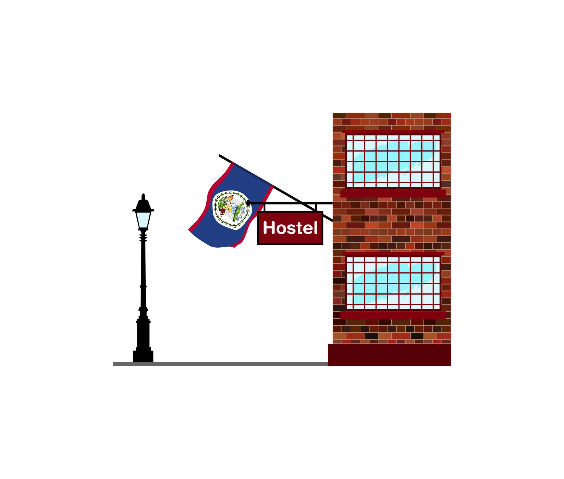 Belize World Hostels Vector Illustrations | Hostel Buildings & Accommodation Collection