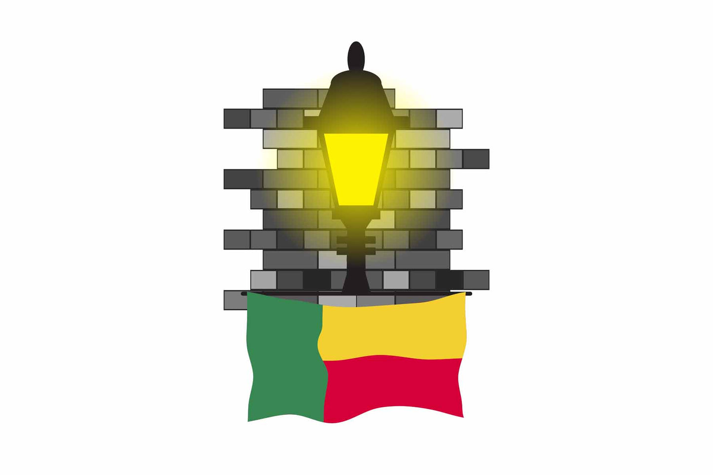 Benin World Street Lamp Bricks Dark Night Vector Illustrations | Moonlit Urban Landscape Collection