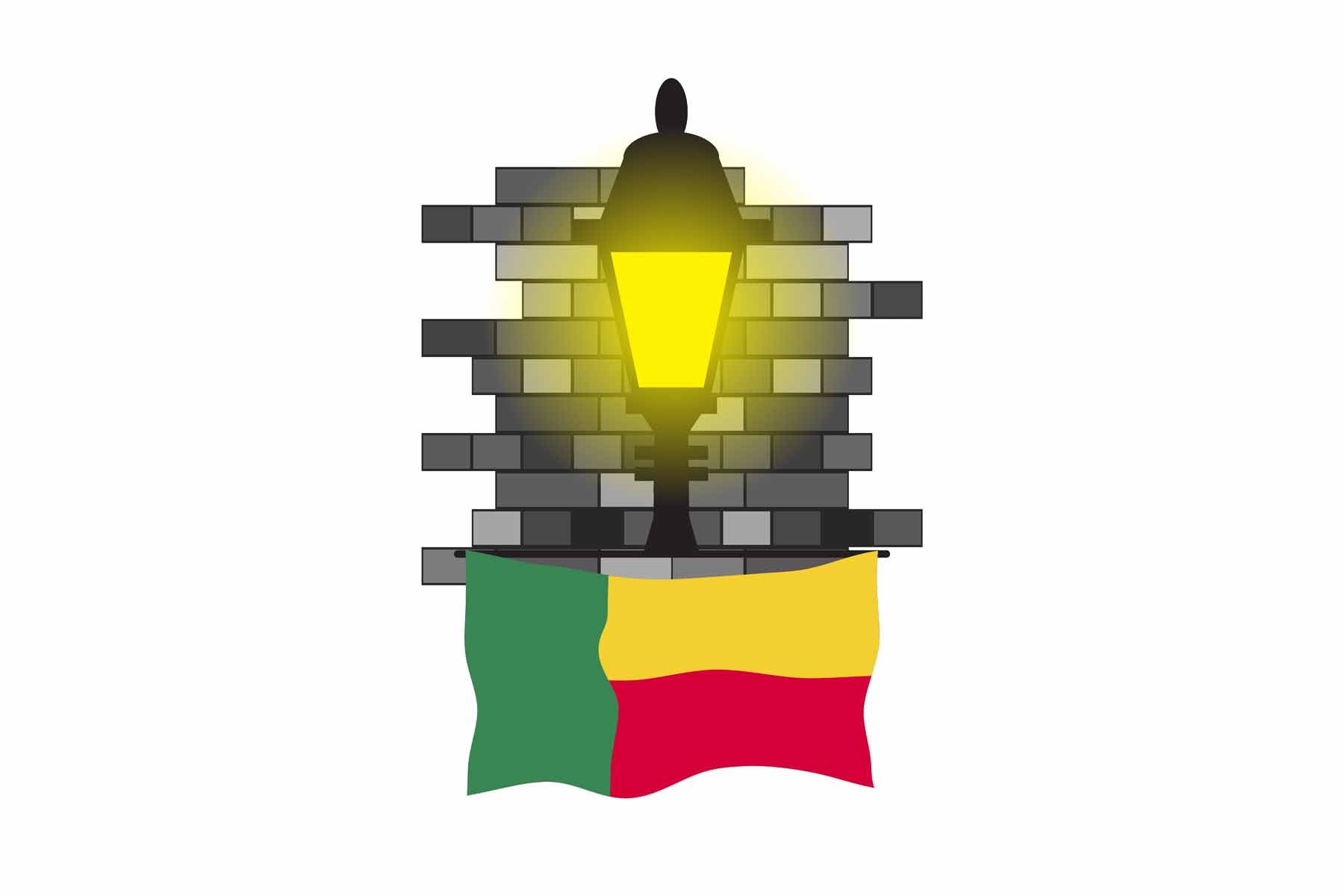 Benin World Street Lamp Bricks Dark Night Vector Illustrations | Moonlit Urban Landscape Collection