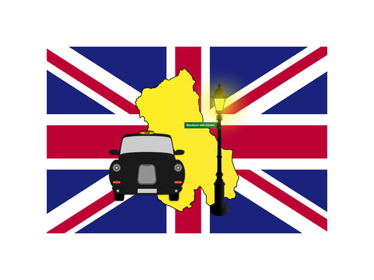 Black burn with Darwen Black Taxi Vector Illustration