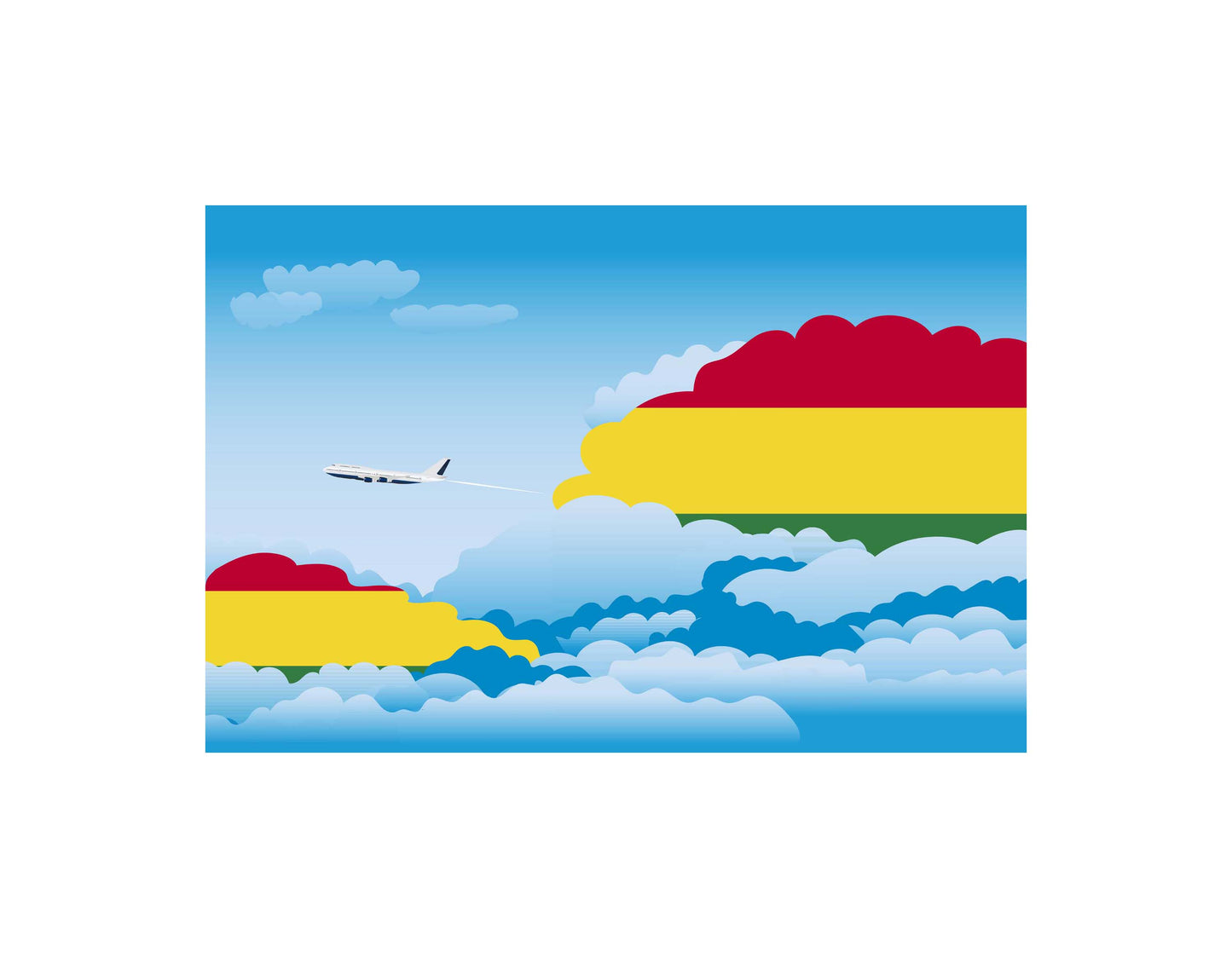 Bolivia Airplane Day Clouds Vector Illustration | Travel & Aviation Sky Scene