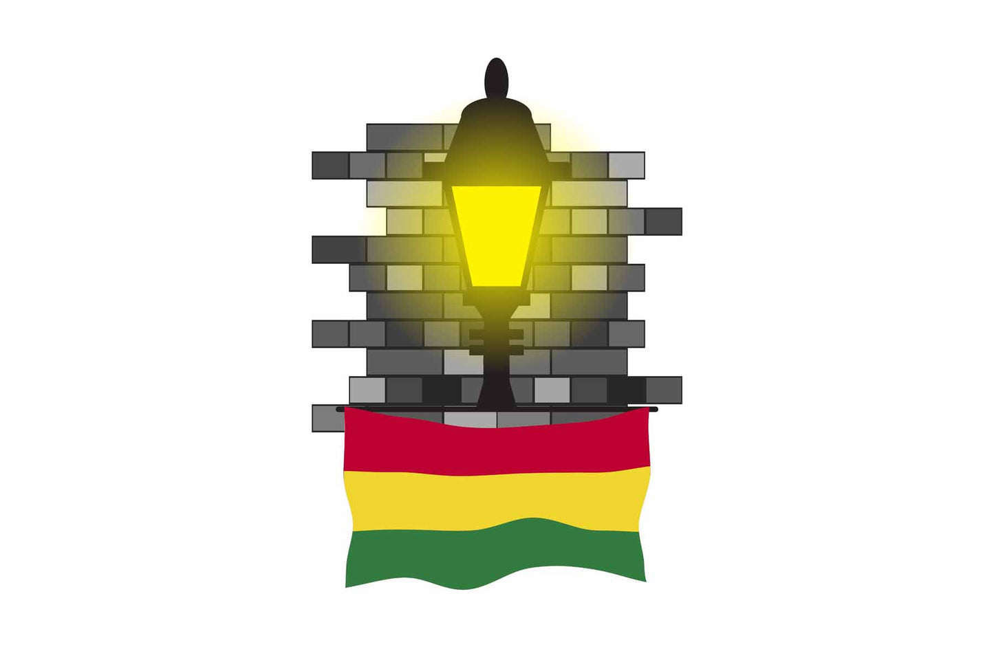 Bolivia World Street Lamp Bricks Dark Night Vector Illustrations | Moonlit Urban Landscape Collection