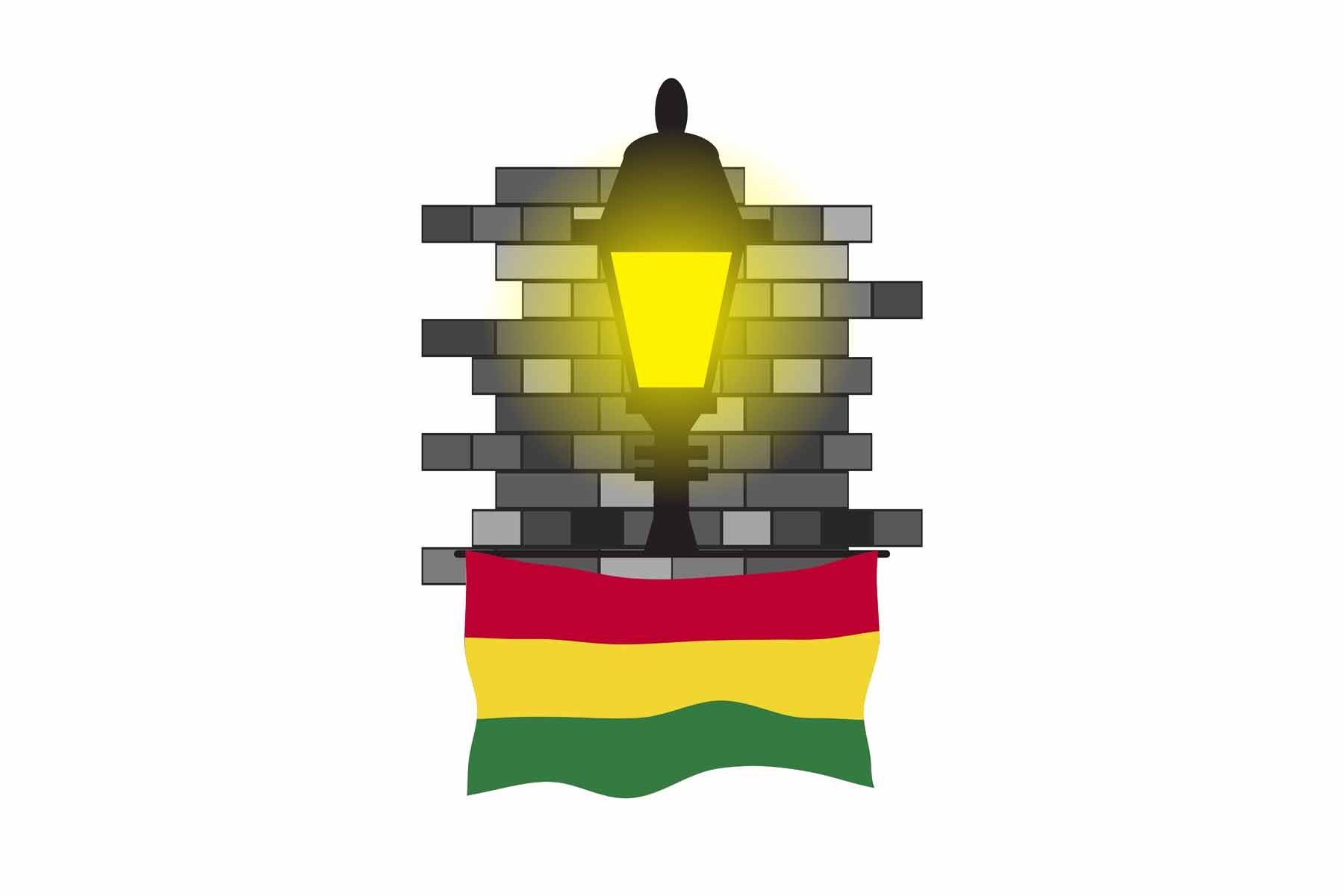 Bolivia World Street Lamp Bricks Dark Night Vector Illustrations | Moonlit Urban Landscape Collection