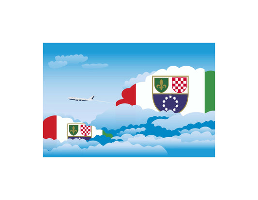 Bosnia and Herzegovina  Federation of Day Clouds Airplane Airport Flight Vector Illustration