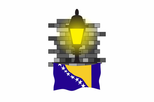 Bosnia and Herzegovina Flag Street Lamp Bricks Vector Illustration