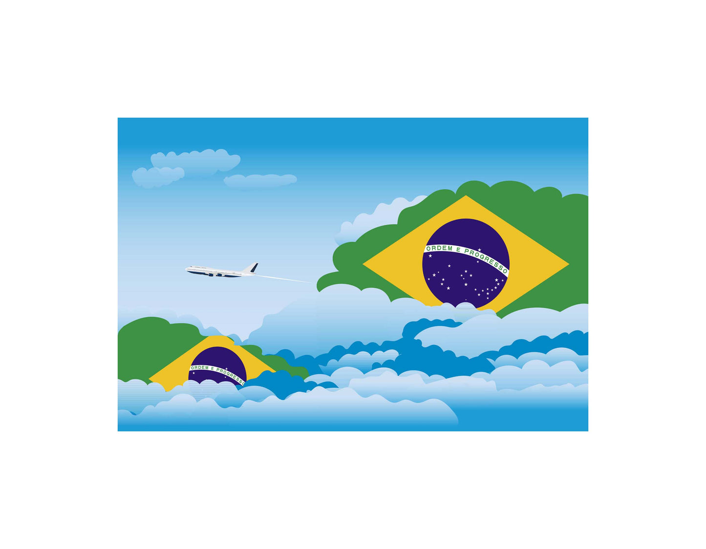 Brazil Airplane Day Clouds Vector Illustration | Travel & Aviation Sky Scene