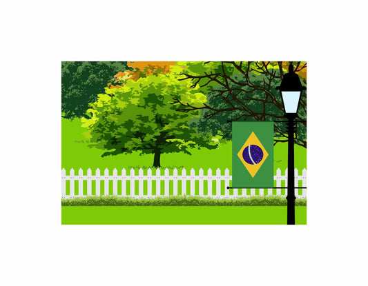 Brazil Trees Street Lamp Vector Illustration
