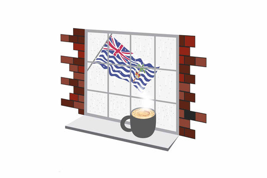 British Indian Ocean Territory Coffee Rain Window Vector Illustration | Cozy Café Scene