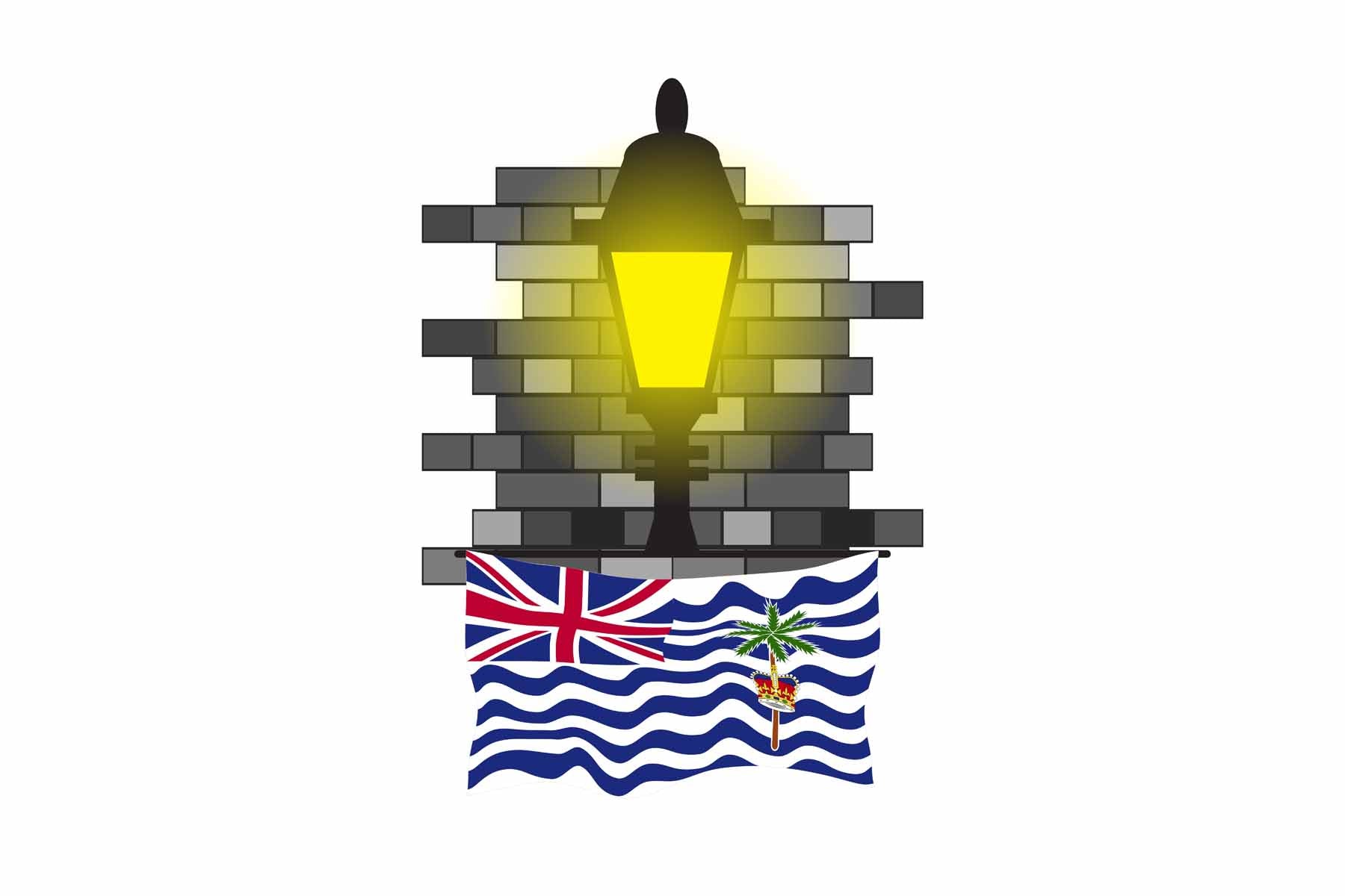 British Indian Ocean Territory World Street Lamp Bricks Dark Night Vector Illustrations | Moonlit Urban Landscape Collection