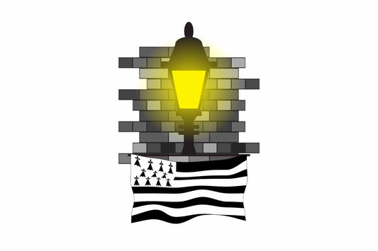 Brittany World Street Lamp Bricks Dark Night Vector Illustrations | Moonlit Urban Landscape Collection