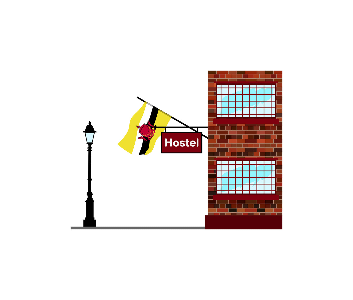 Brunei Hostels Hotel Vector Illustration