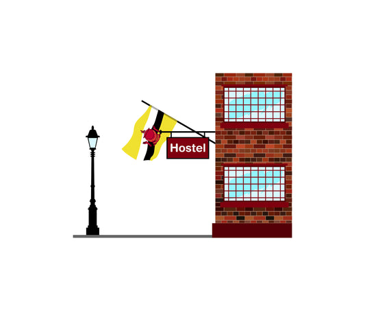 Brunei Hostels Hotel Vector Illustration