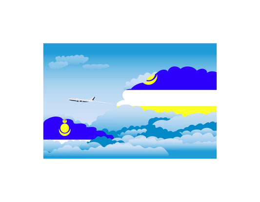 Buryatia Day Clouds Airplane Airport Flight Vector Illustration