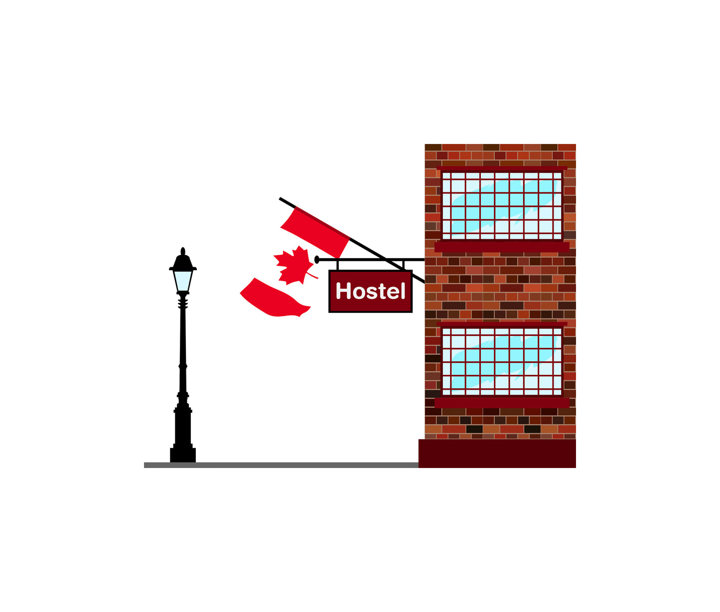 Canada World Hostels Vector Illustrations | Hostel Buildings & Accommodation Collection