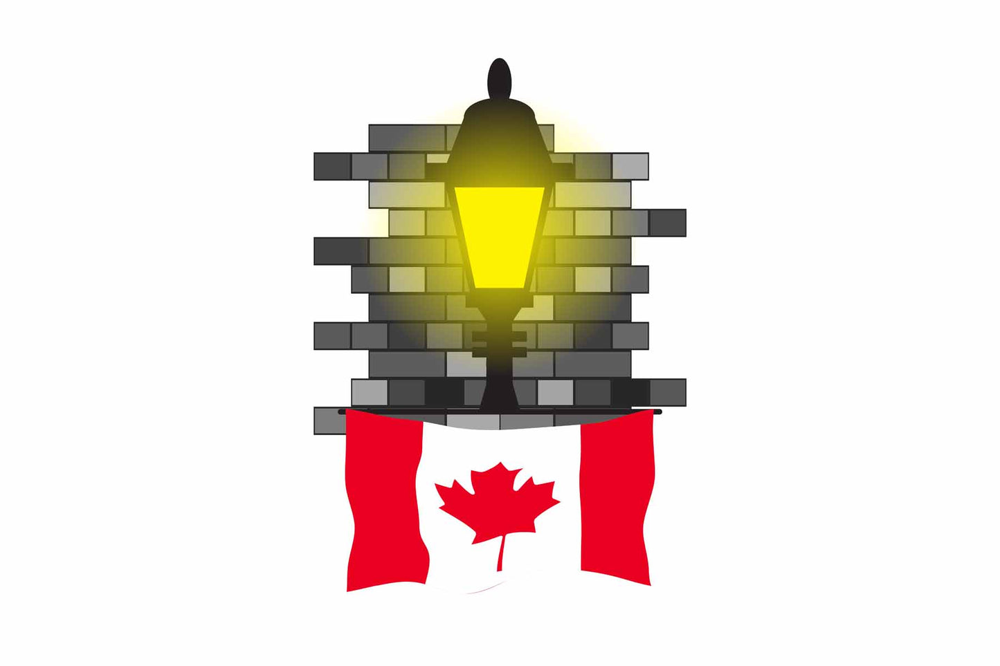 Canada World Street Lamp Bricks Dark Night Vector Illustrations | Moonlit Urban Landscape Collection