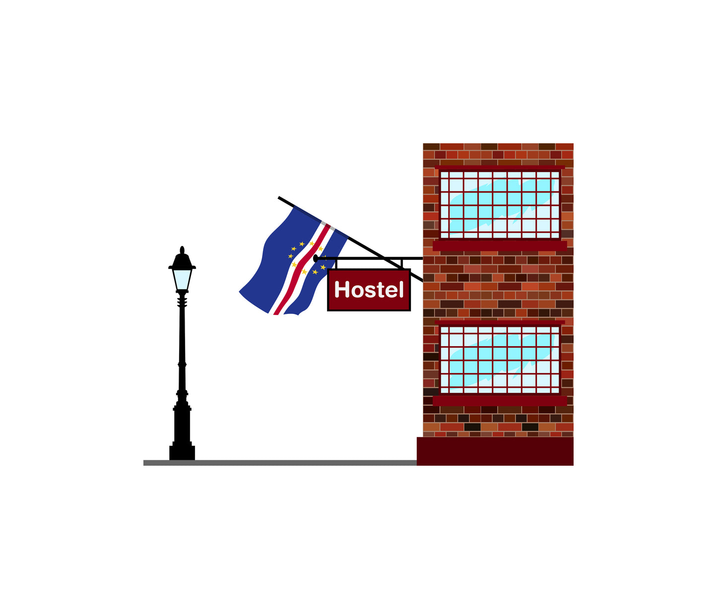 Cape Verde Hostels Hotel Vector Illustration