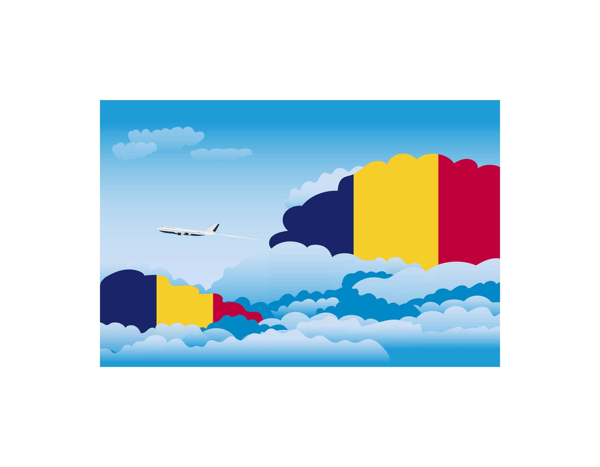 Chad Airplane Day Clouds Vector Illustration | Travel & Aviation Sky Scene